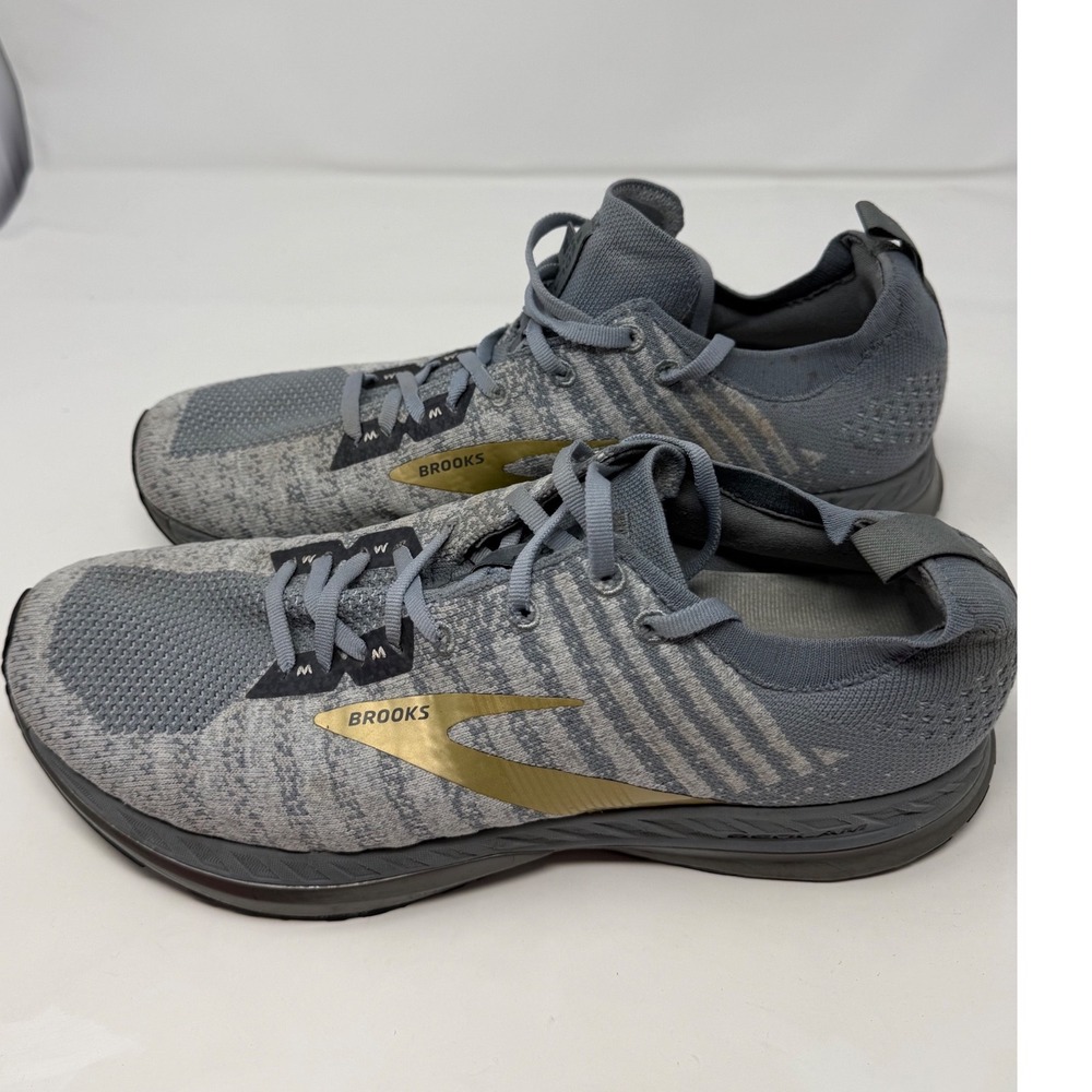 Brooks Bedlam 2 Mens Running Shoes Grey Gold Knit Sneakers 1103081D091 Size 11